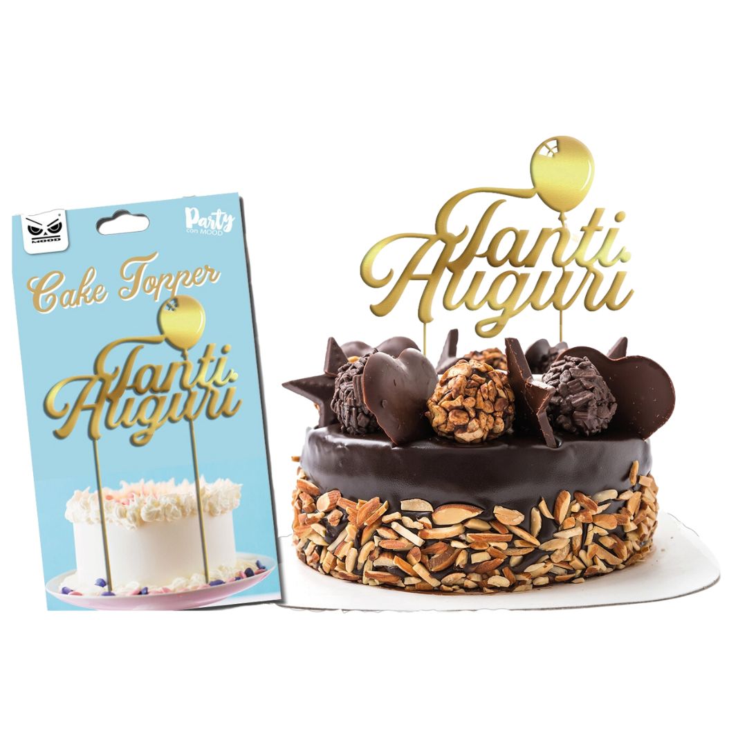 Decorazione cake topper tanti auguri gold – MOOD MILANO STORE