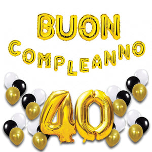 Kit Palloncini 39 Pezzi Buon Compleanno - 40 Anni – MOOD MILANO STORE